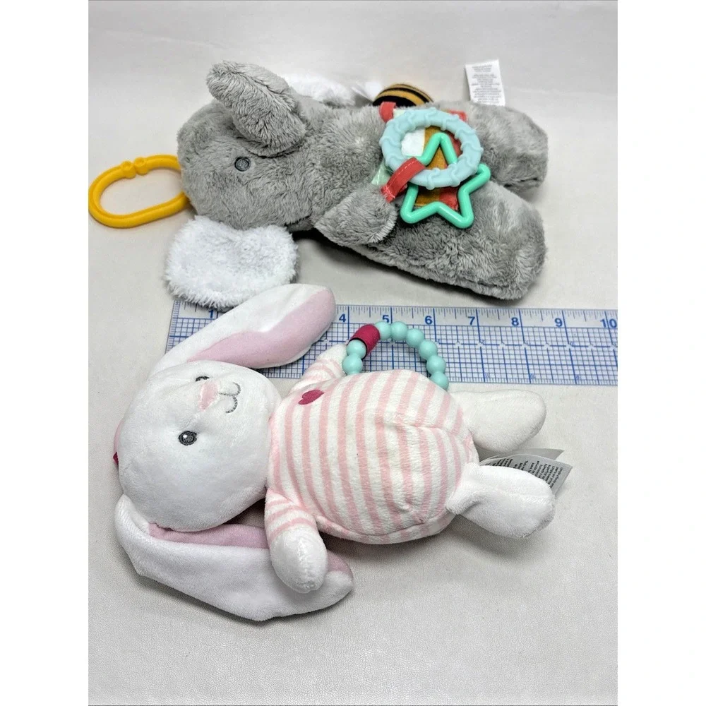 Carter's Bunny Elephant Plush Stuffed Animal W/ Teether Musical Squeak Rattle